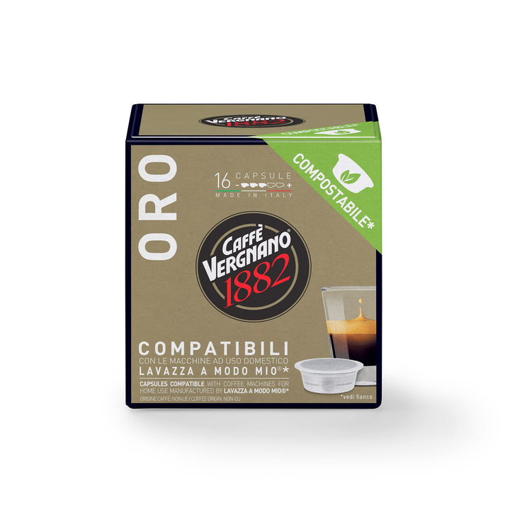 16 Capsule Vergnano Compatibili A Modo Mio Oro Compostabile