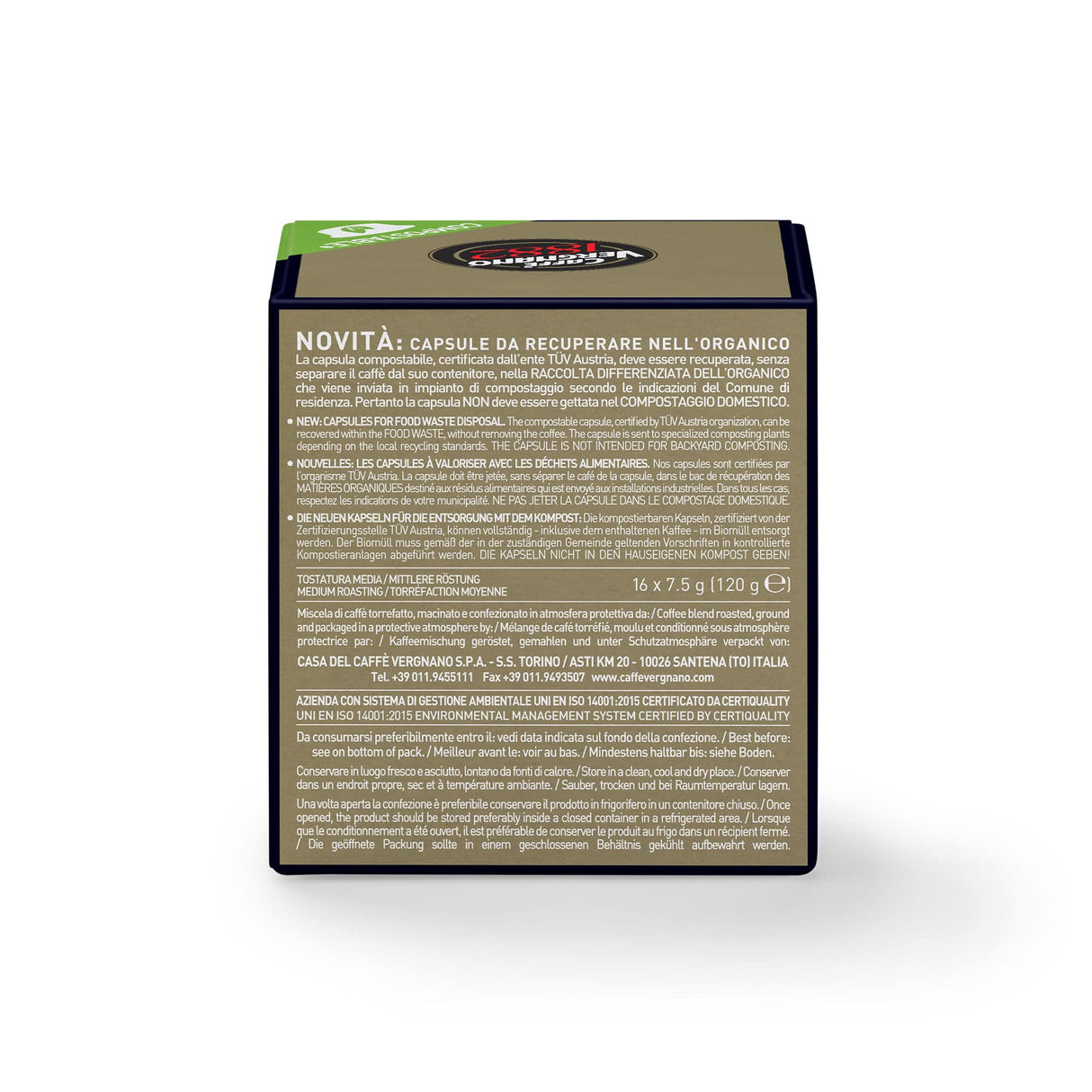 16 Capsule Vergnano Compatibili A Modo Mio Oro Compostabile