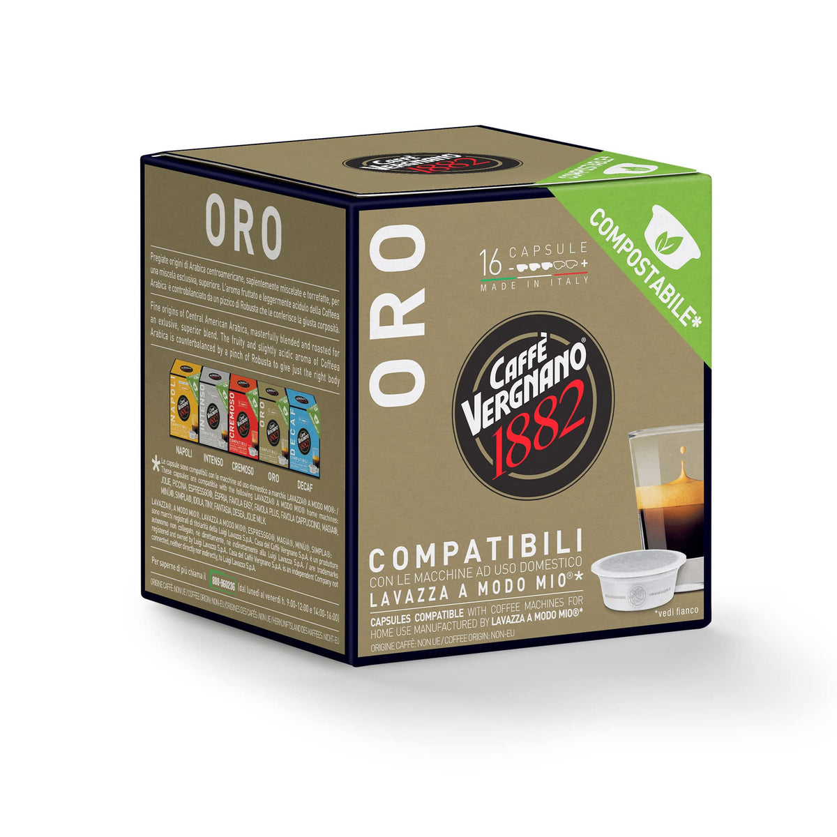 16 Capsule Vergnano Compatibili A Modo Mio Oro Compostabile