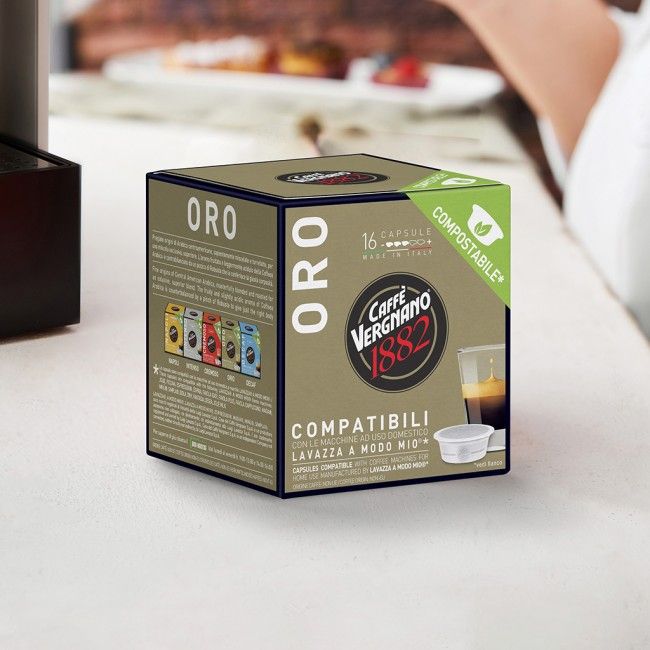 16 Capsule Vergnano Compatibili A Modo Mio Oro Compostabile