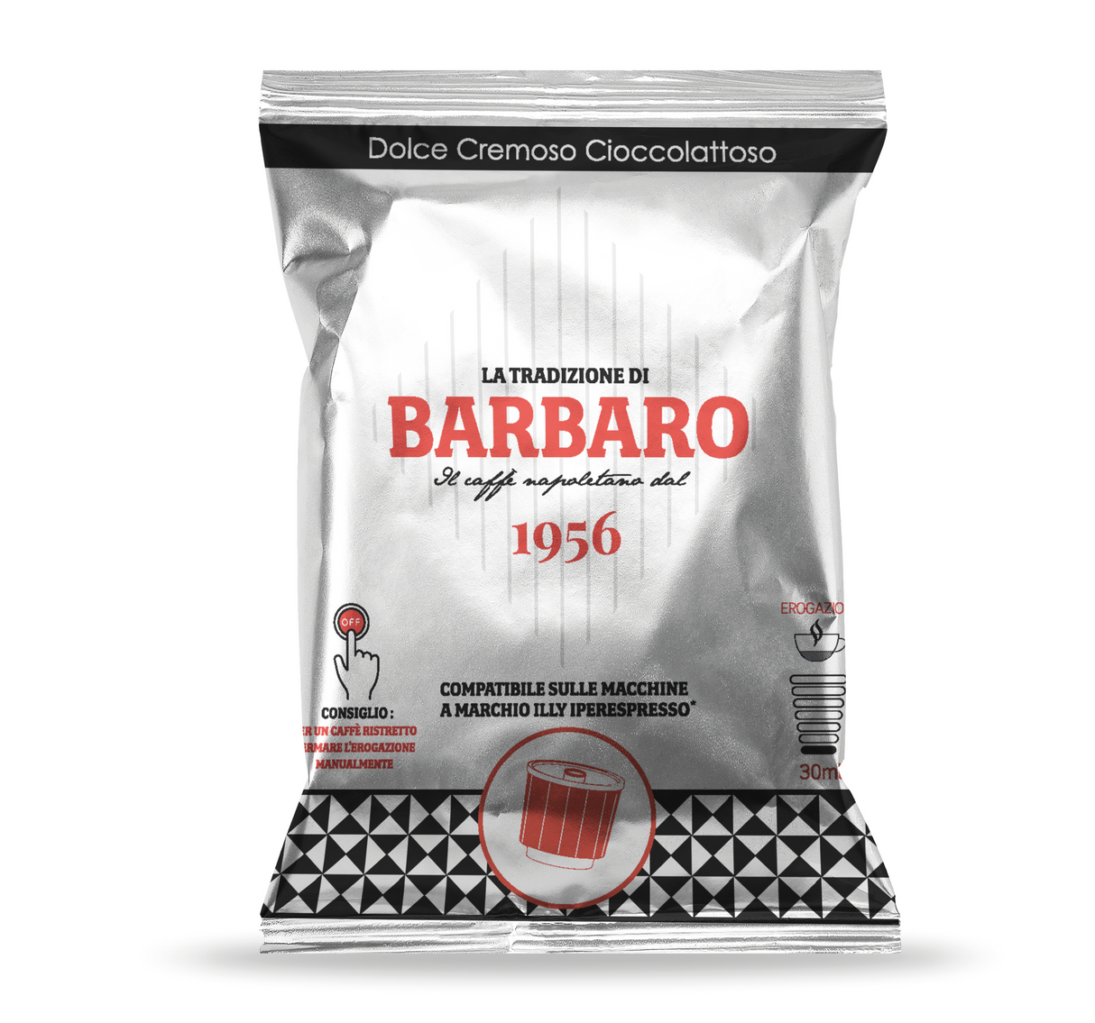 80 Capsule Caffè Barbaro Compatibili Illy Iperespresso - Miscela Nero Cioccolattoso