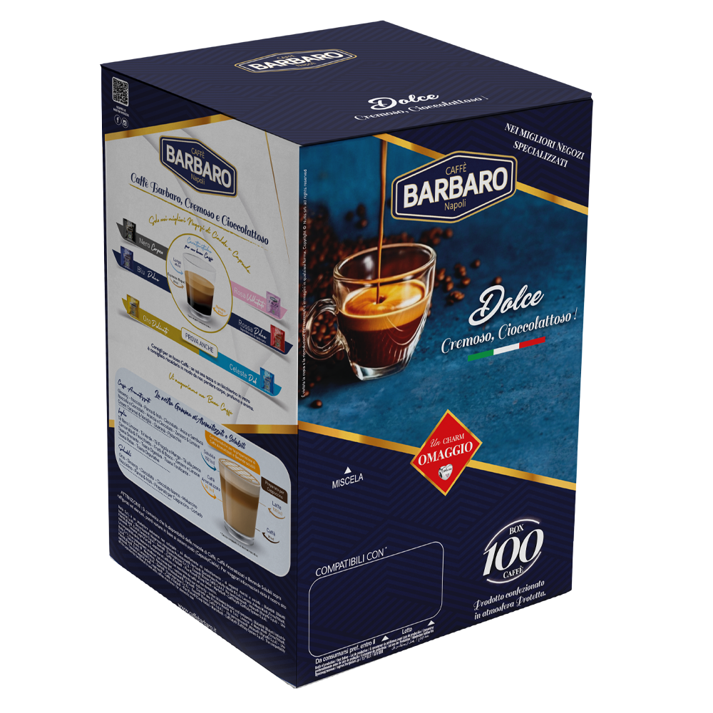 100 Capsule Caffè Barbaro per macchine da caffè a marchio Domo Cuore Espresso - Cremoso