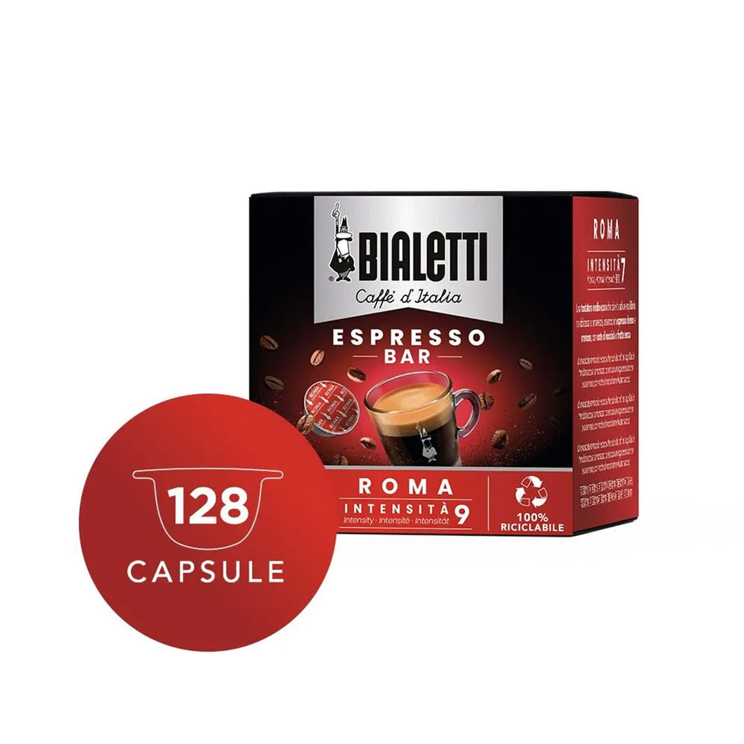 128 Capsule Bialetti Caffè d'Italia Roma - Multipack Espresso Robusto e Aromatico