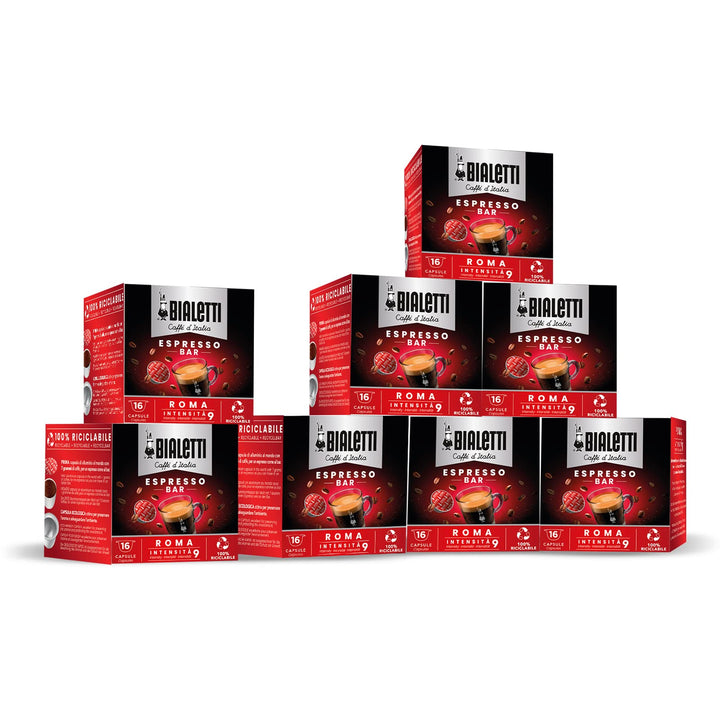 128 Capsule Bialetti Caffè d'Italia Roma - Multipack Espresso Robusto e Aromatico