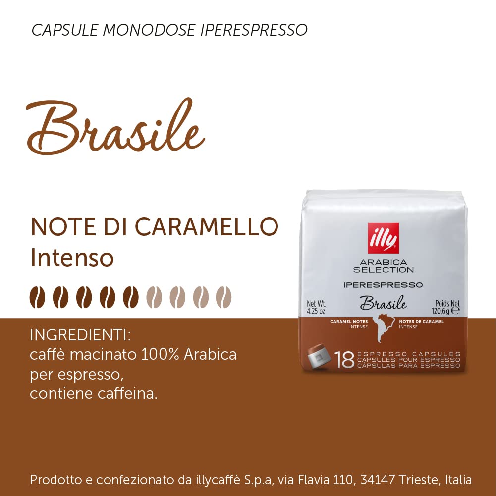18 Capsule Illy Arabica Selection caffè per macchine Iperespresso - Brasile con note di caramello