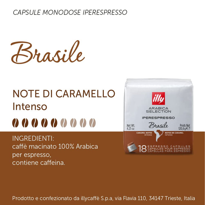 18 Capsule Illy Arabica Selection caffè per macchine Iperespresso - Brasile con note di caramello