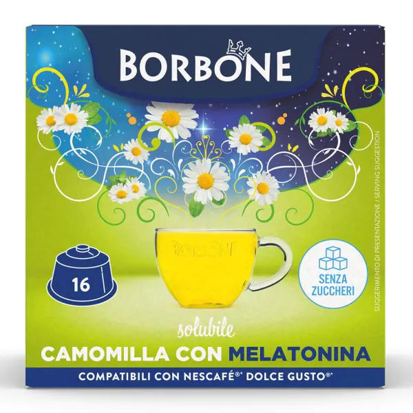 16 Capsule Borbone Compatibili Dolce Gusto Camomilla con Melatonina