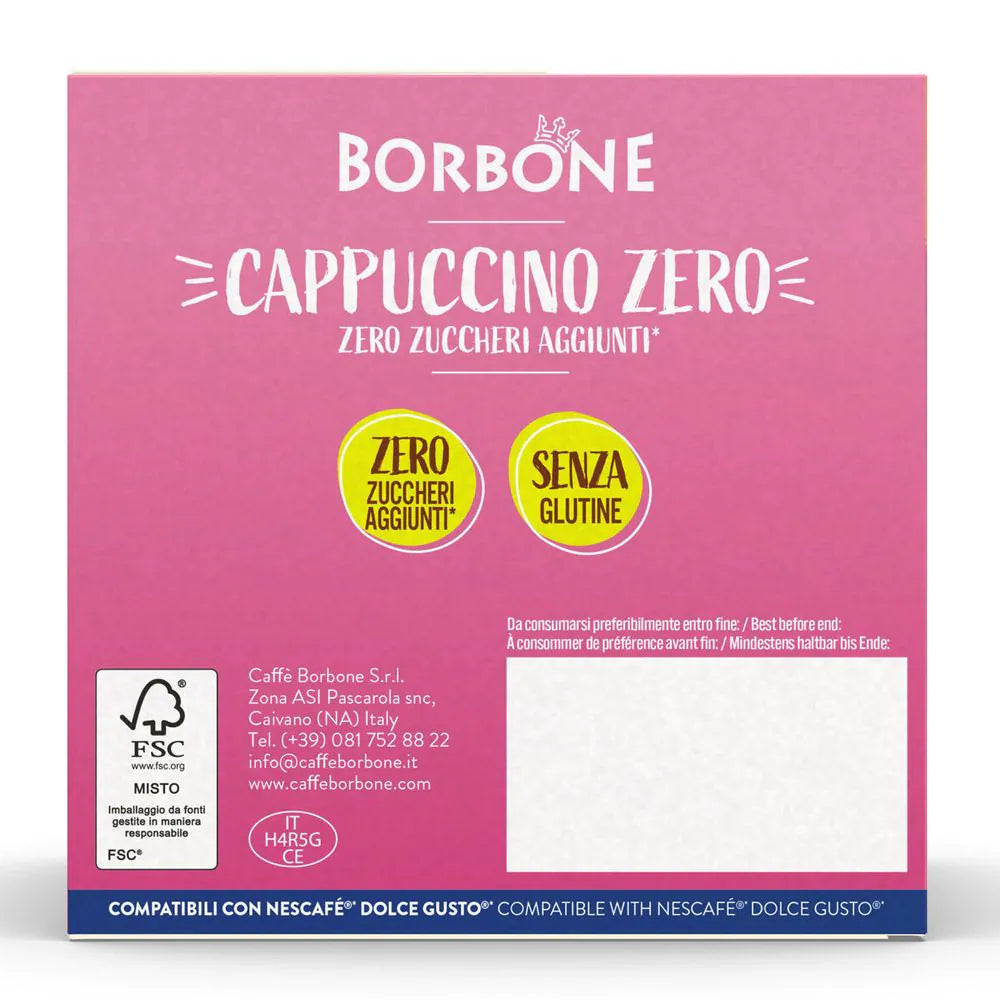 16 Capsule Borbone Compatibili Dolce Gusto Cappuccino Zero