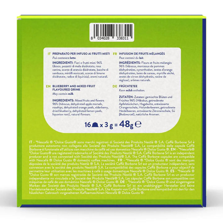16 Capsule Borbone Compatibili Dolce Gusto Frutti di Bosco