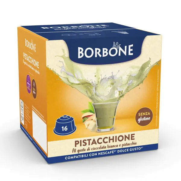 16 Capsule Borbone Compatibili Dolce Gusto Pistacchione - Cioccolata Bianca e Pistacchio