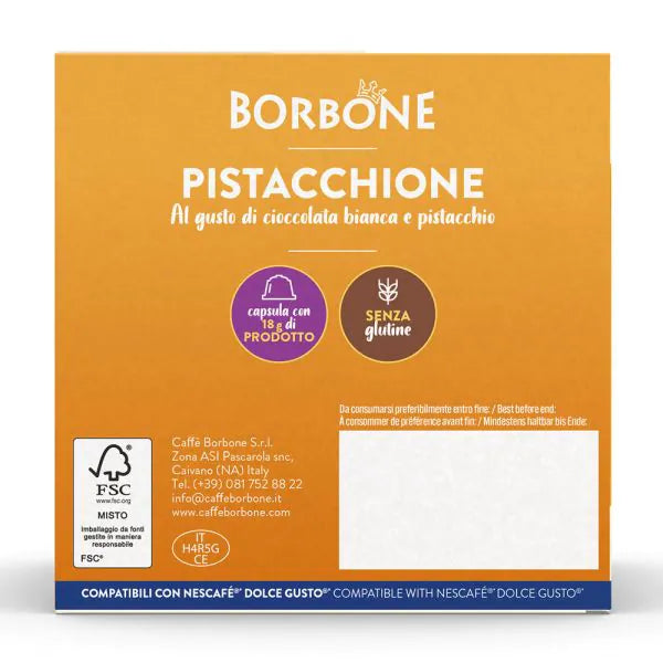 16 Capsule Borbone Compatibili Dolce Gusto Pistacchione - Cioccolata Bianca e Pistacchio