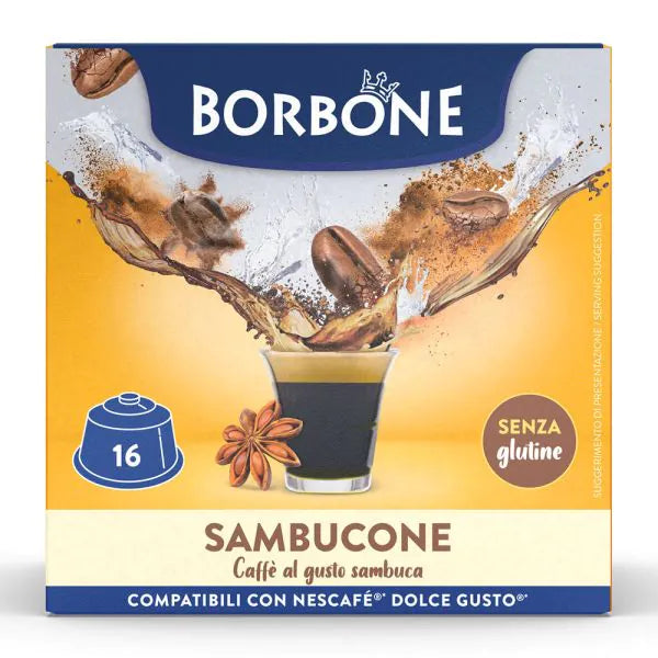 16 Capsule Borbone Compatibili Dolce Gusto Sambucone - Caffè al gusto Sambuca