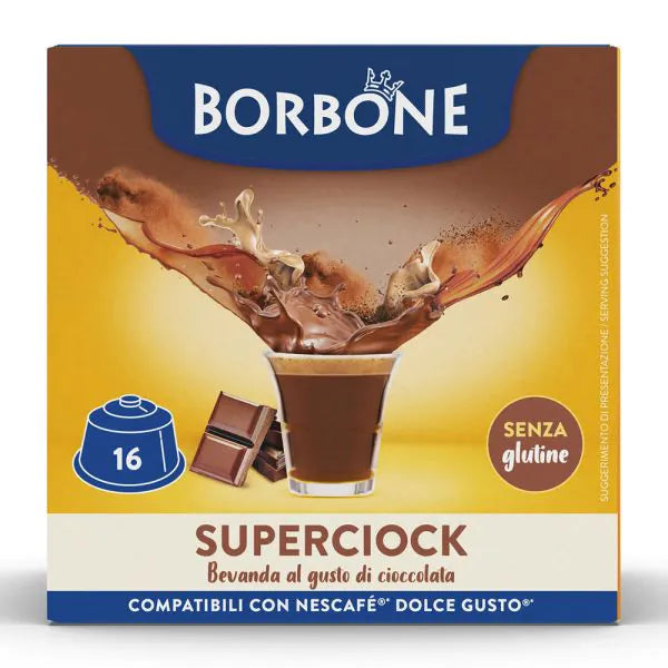 16 Capsule Borbone Compatibili Dolce Gusto Superciok - Bevanda al gusto di cioccolata