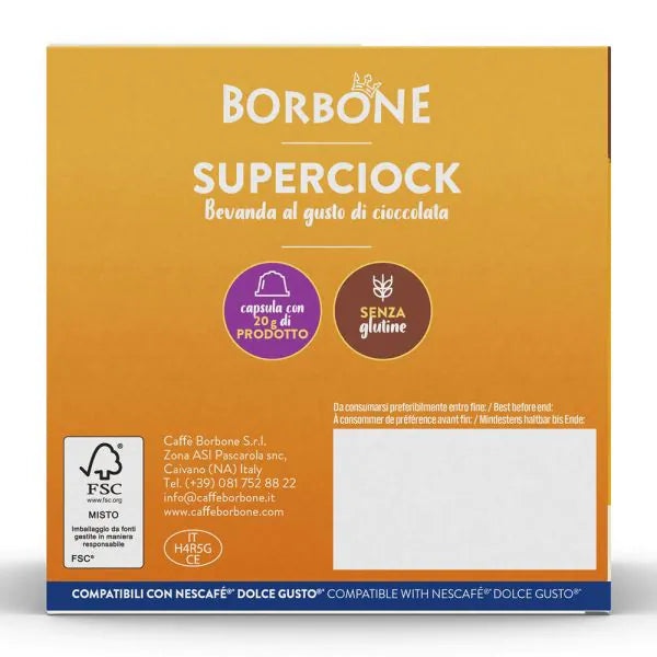 16 Capsule Borbone Compatibili Dolce Gusto Superciok - Bevanda al gusto di cioccolata