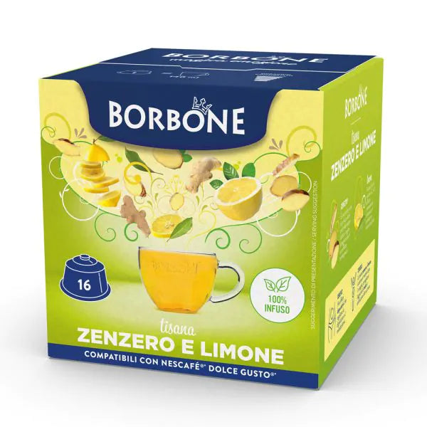 16 Capsule Borbone Compatibili Dolce Gusto - Tisana Zenzero e Limone