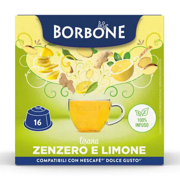 16 Capsule Borbone Compatibili Dolce Gusto - Tisana Zenzero e Limone