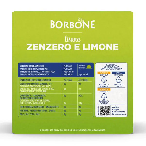 16 Capsule Borbone Compatibili Dolce Gusto - Tisana Zenzero e Limone