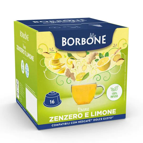 16 Capsule Borbone Compatibili Dolce Gusto - Tisana Zenzero e Limone