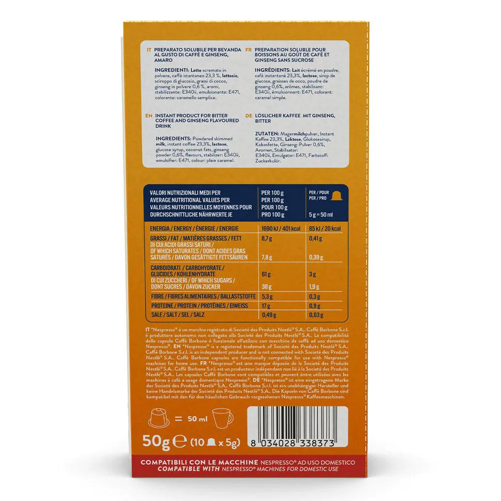 10 Capsule Borbone Compatibili Nespresso Ginseng Amaro