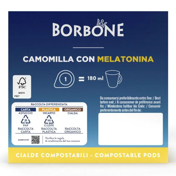 18 Cialde Borbone per Camomilla con Melatonina cialde ESE 44mm