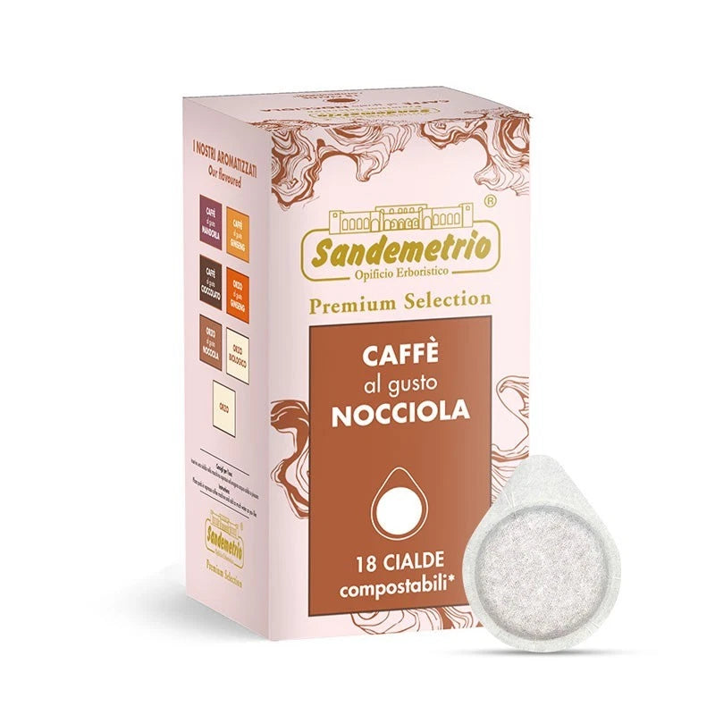 Sandemetrio 18 Cialde Caffè alla Nocciola – Compostabili Filtro Carta ESE 44 mm