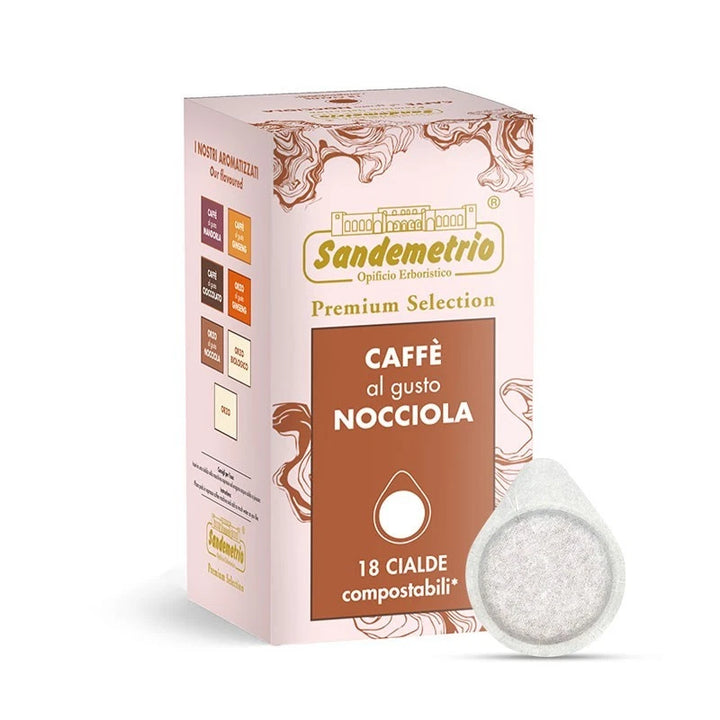 Sandemetrio 18 Cialde Caffè alla Nocciola – Compostabili Filtro Carta ESE 44 mm