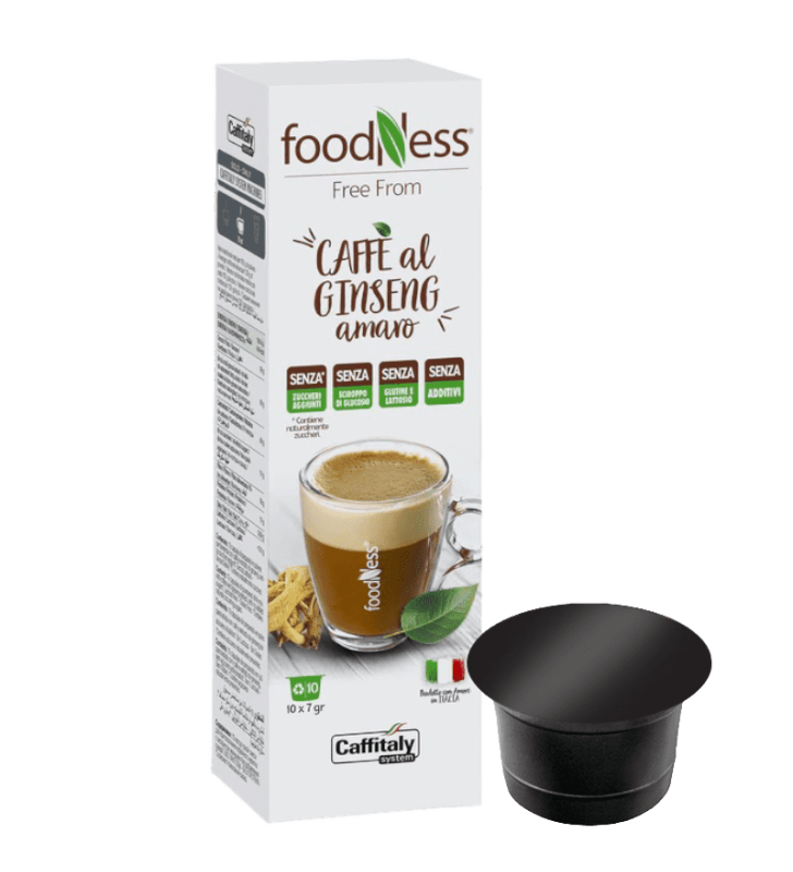 10 Capsule Ginseng Amaro Foodness – Compatibili Caffitaly System, Senza Zuccheri Aggiunti