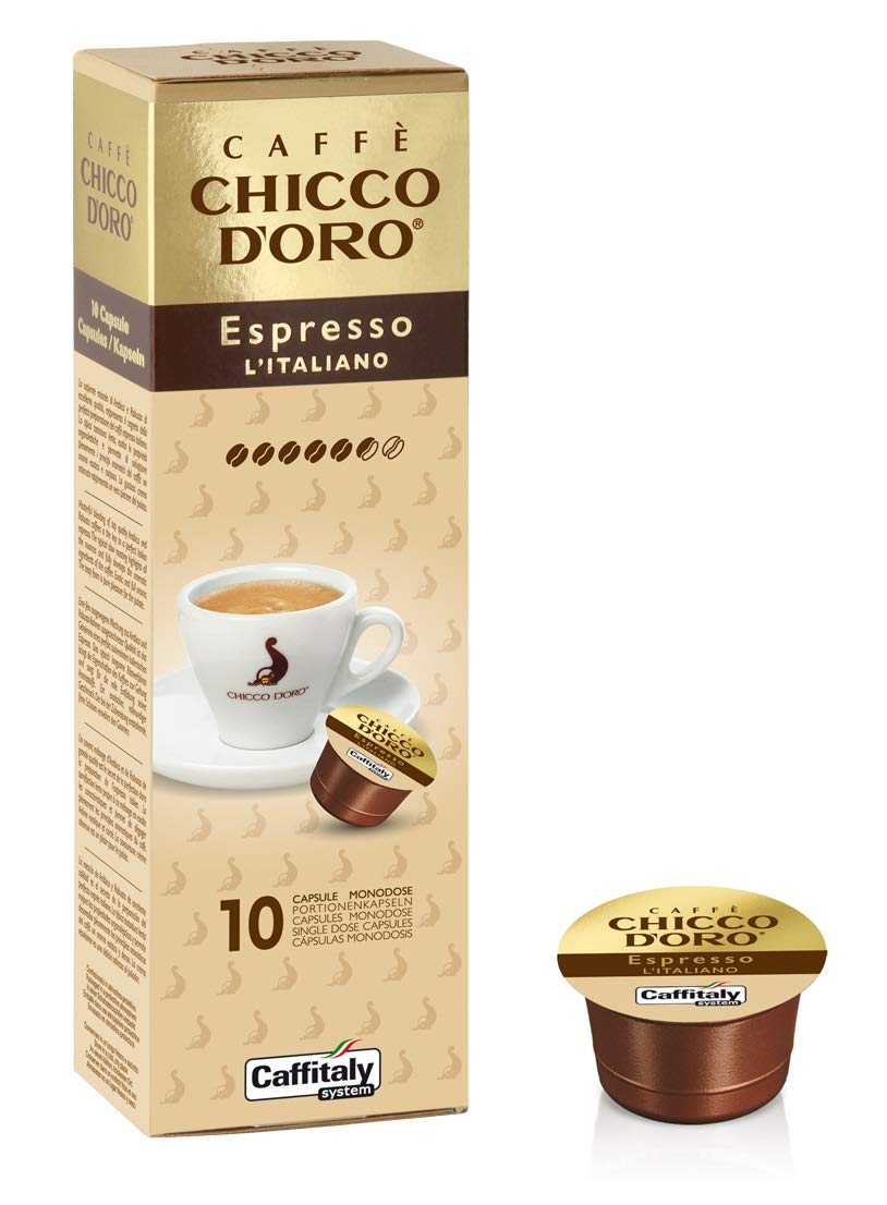 10 Capsule Caffè Espresso l'Italiano Chicco d'Oro – Compatibili Caffitaly System