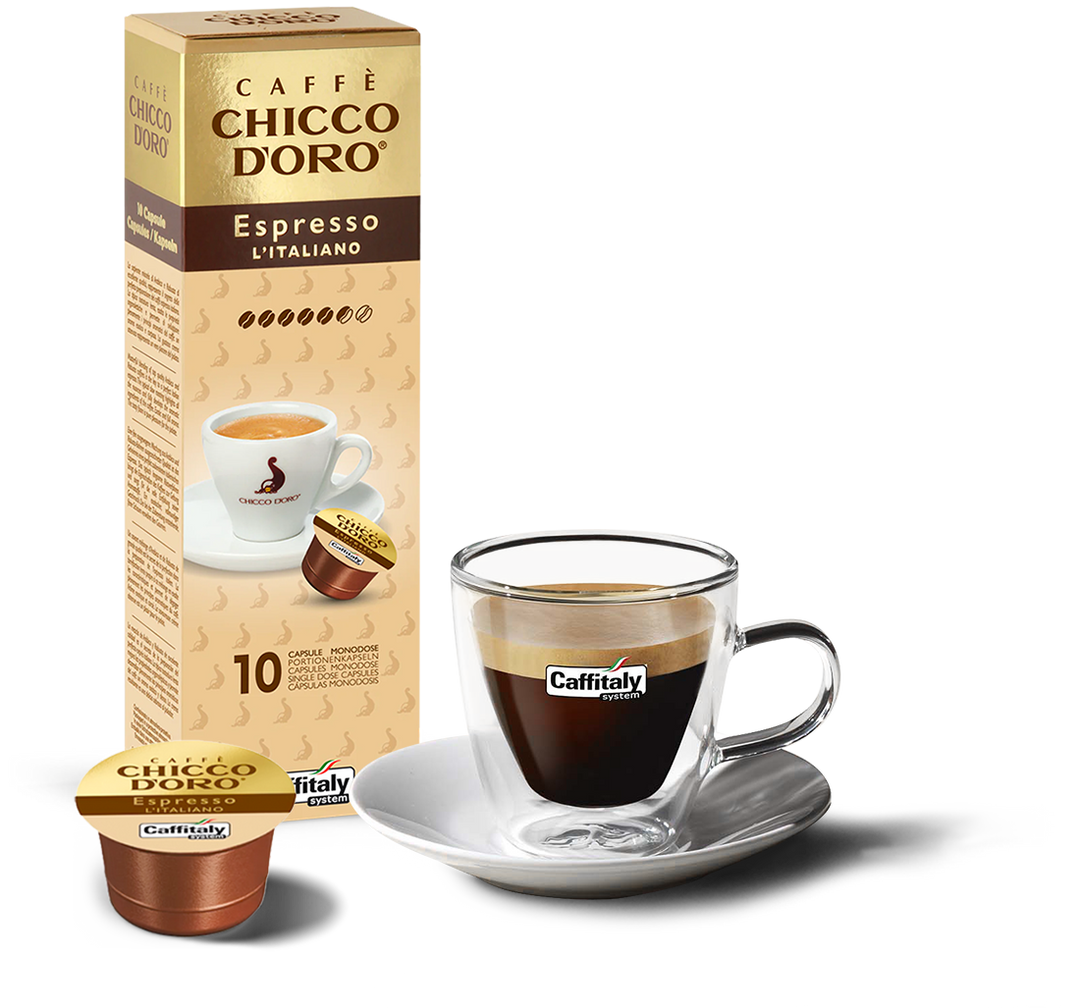 10 Capsule Caffè Espresso l'Italiano Chicco d'Oro – Compatibili Caffitaly System