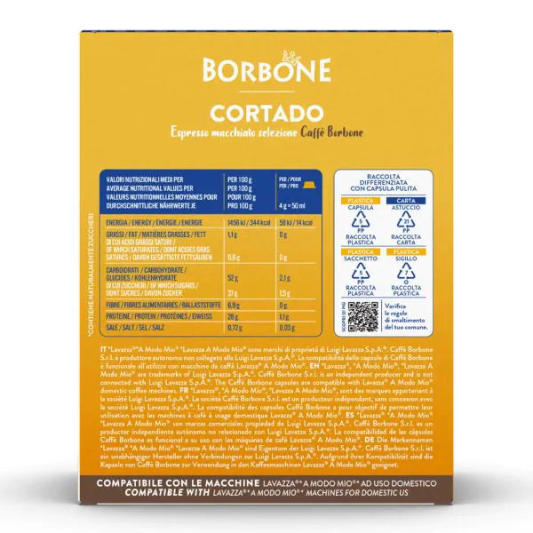 16 Capsule Borbone Compatibili A Modo Mio - CORTADO al gusto espresso macchiato