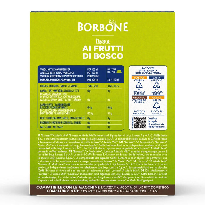 Borbone Tisana ai FRUTTI di BOSCO - 16 capsule compatibili Lavazza A Modo Mio
