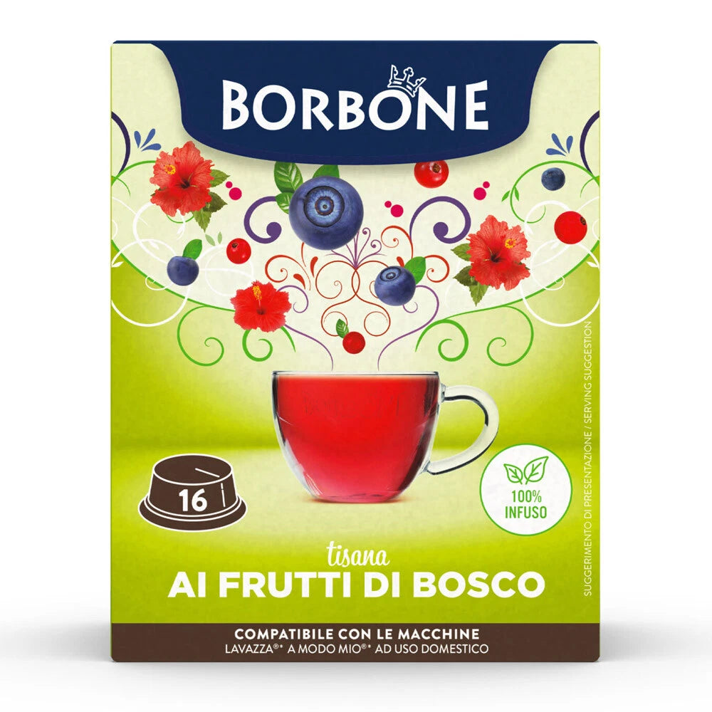 Borbone Tisana ai FRUTTI di BOSCO - 16 capsule compatibili Lavazza A Modo Mio