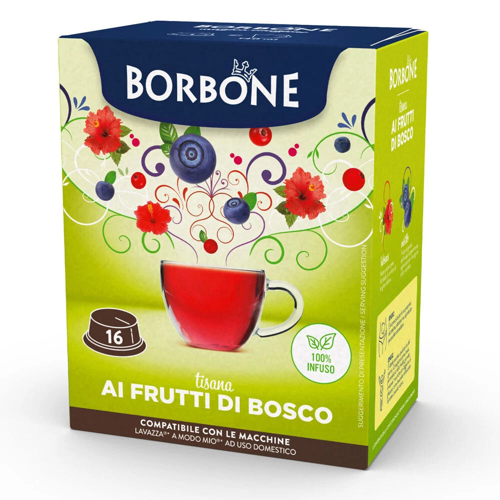 Borbone Tisana ai FRUTTI di BOSCO - 16 capsule compatibili Lavazza A Modo Mio