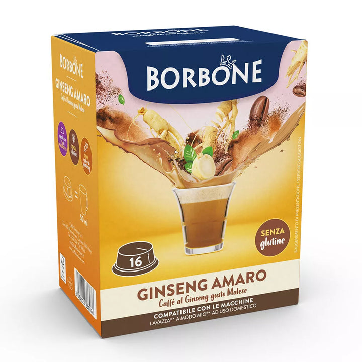 Borbone Caffè Ginseng Amaro - 16 Capsule compatibili Lavazza A Modo Mio