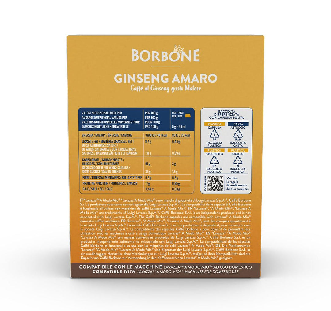 Borbone Caffè Ginseng Amaro - 16 Capsule compatibili Lavazza A Modo Mio