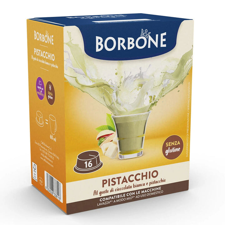 Borbone cioccolata bianca e PISTACCHIO - 16 capsule compatibili Lavazza A Modo Mio