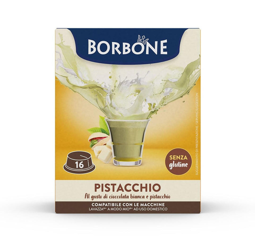 Borbone cioccolata bianca e PISTACCHIO - 16 capsule compatibili Lavazza A Modo Mio