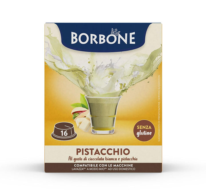 Borbone cioccolata bianca e PISTACCHIO - 16 capsule compatibili Lavazza A Modo Mio