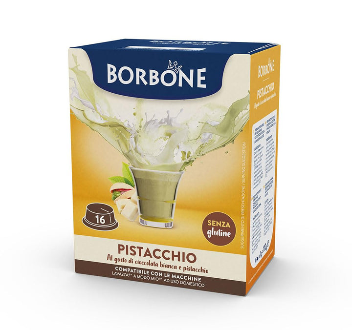 Borbone cioccolata bianca e PISTACCHIO - 16 capsule compatibili Lavazza A Modo Mio