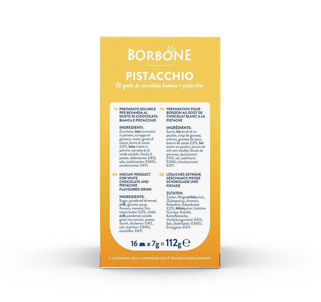 Borbone cioccolata bianca e PISTACCHIO - 16 capsule compatibili Lavazza A Modo Mio