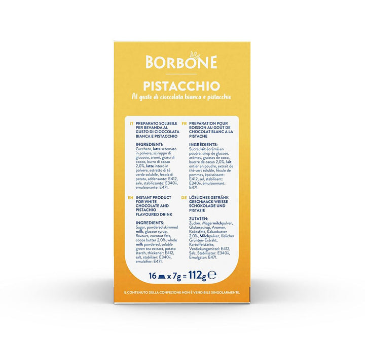 Borbone cioccolata bianca e PISTACCHIO - 16 capsule compatibili Lavazza A Modo Mio