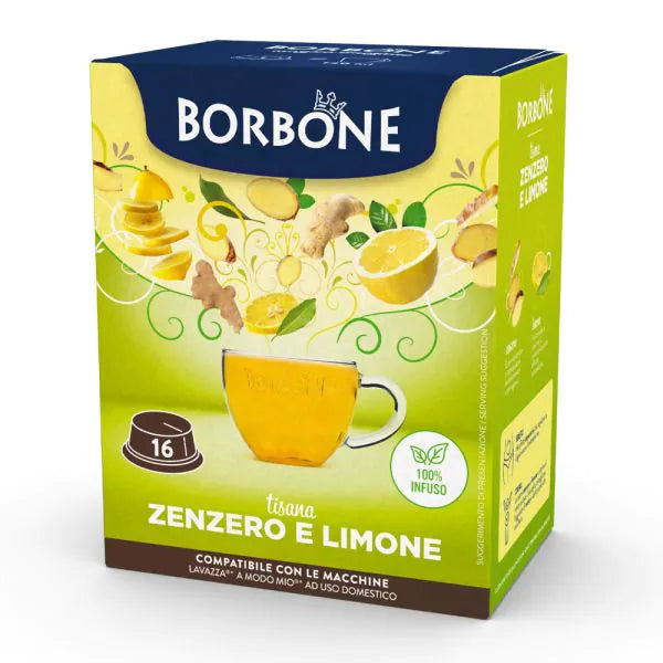 Borbone Tisana Zenzero e Limone  - 16 Capsule Compatibili Lavazza A Modo Mio