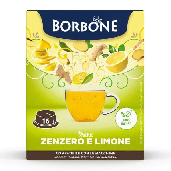 Borbone Tisana Zenzero e Limone  - 16 Capsule Compatibili Lavazza A Modo Mio