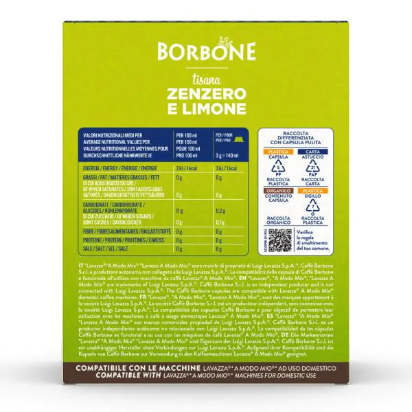 Borbone Tisana Zenzero e Limone  - 16 Capsule Compatibili Lavazza A Modo Mio