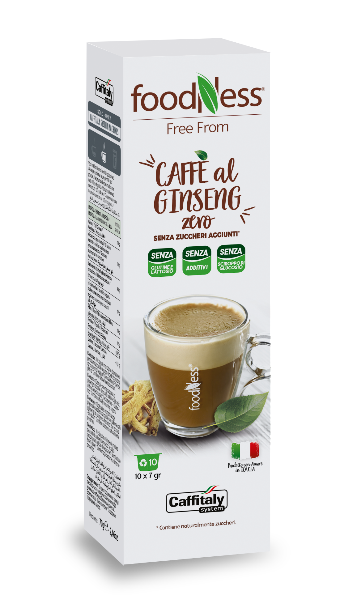 10 Capsule Caffitaly System Foodness - Ginseng Zero ex Amaro Senza Zuccheri Aggiunti
