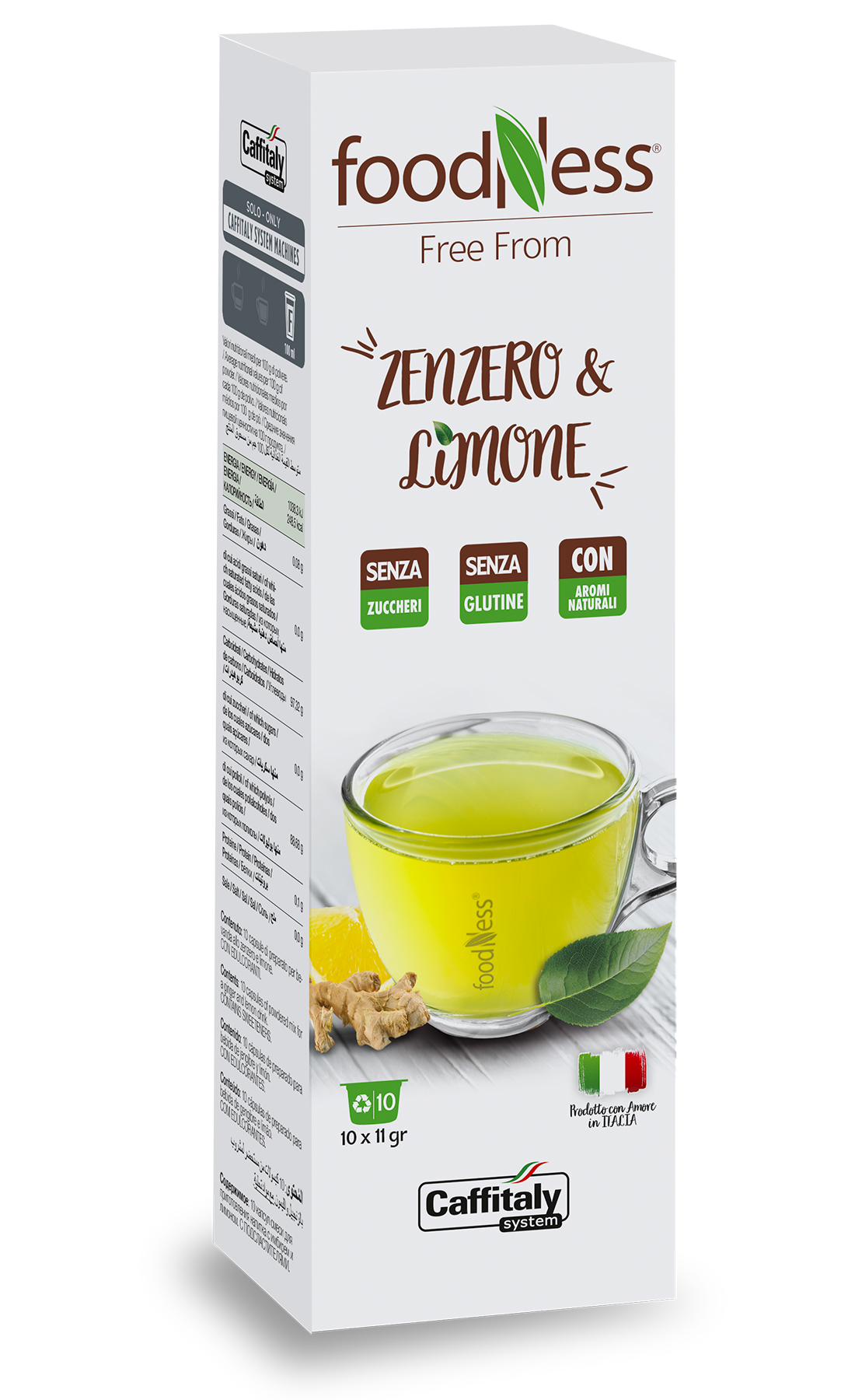 10 Capsule Caffitaly System Foodness - Zenzero e Limone Senza Zuccheri Aggiunti