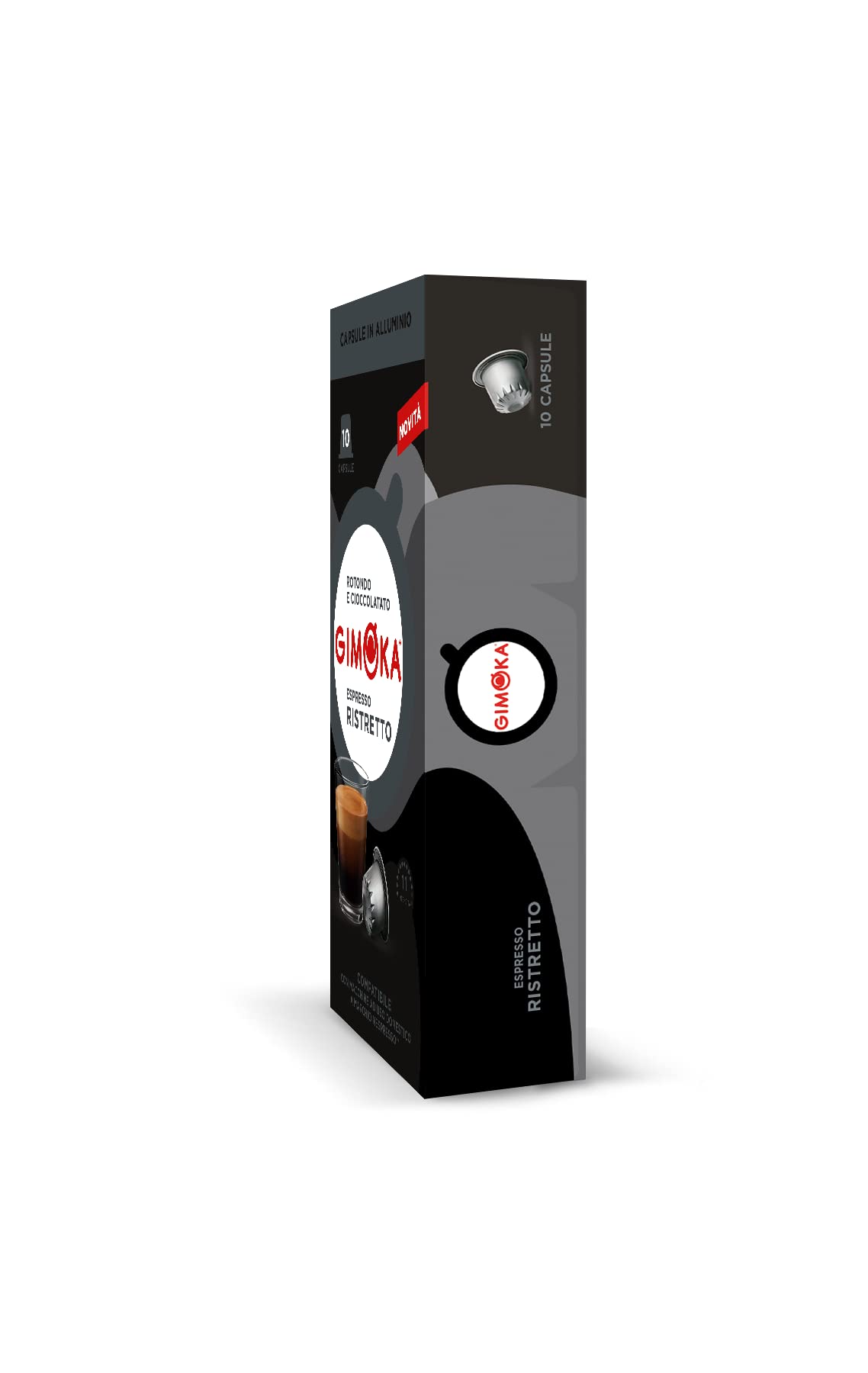 10 Capsule Gimoka Compatibili Nespresso Ristretto Alluminio