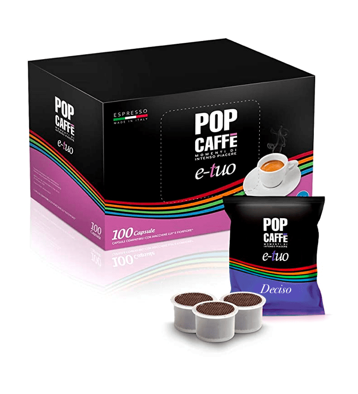 100 Capsule Pop Caffè E-Tuo Deciso – Compatibili Lui, Gusto Forte e Intenso