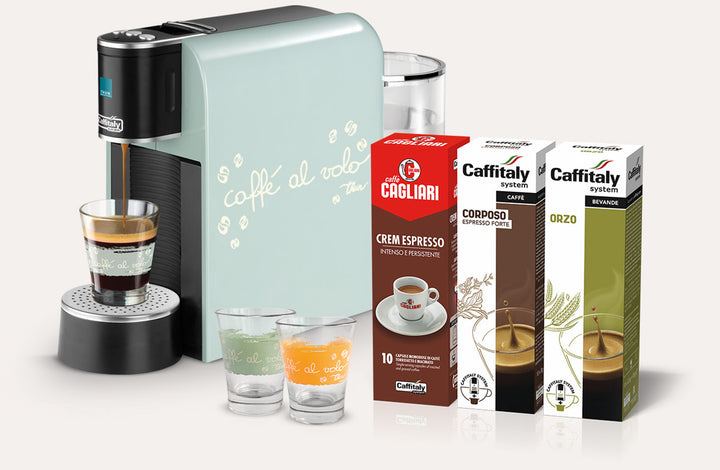 Caffitaly Macchina da caffè Arka - Bundle Thun Green (30 capsule + 2 bicchierini Thun)
