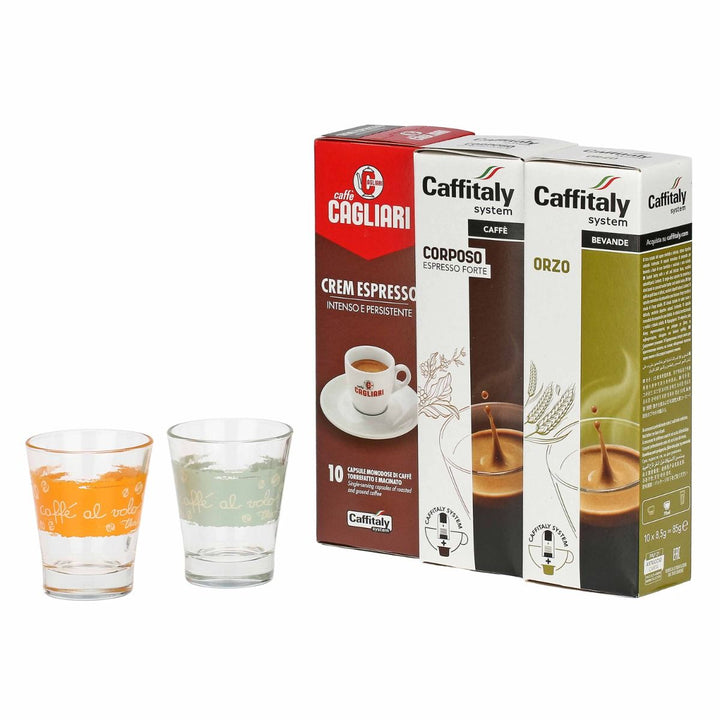 Caffitaly Macchina da caffè Arka - Bundle Thun Green (30 capsule + 2 bicchierini Thun)